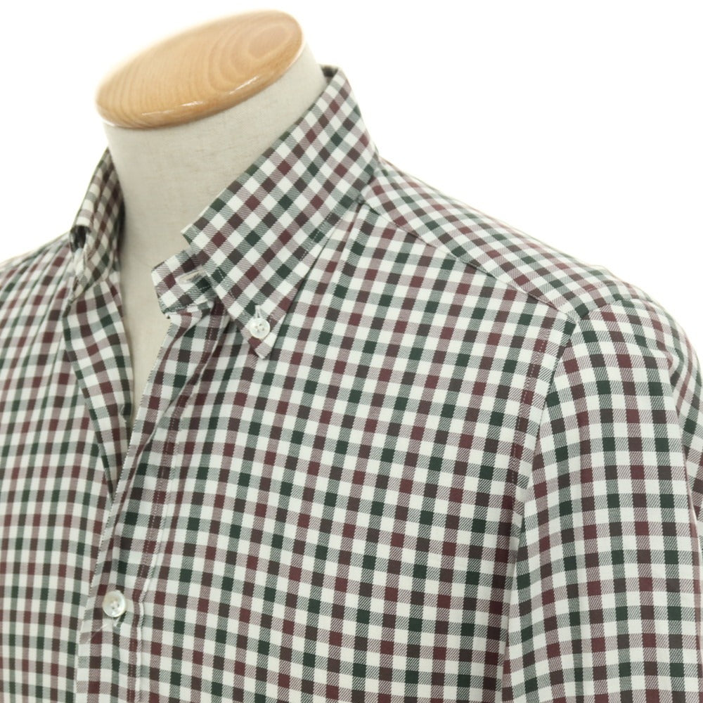 【中古】エリコフォルミコラ ERRICO FORMICOLA コットン チェック ボタンダウン カジュアルシャツ グリーンxブラウン【サイズ37】【 状態ランクD 】【 メンズ 】
