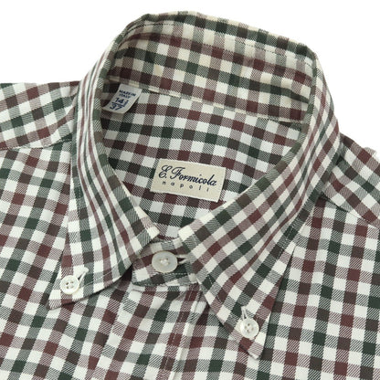 【中古】エリコフォルミコラ ERRICO FORMICOLA コットン チェック ボタンダウン カジュアルシャツ グリーンxブラウン【サイズ37】【 状態ランクD 】【 メンズ 】