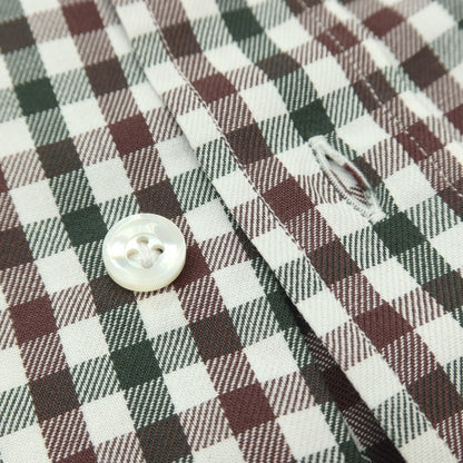 【中古】エリコフォルミコラ ERRICO FORMICOLA コットン チェック ボタンダウン カジュアルシャツ グリーンxブラウン【サイズ37】【 状態ランクD 】【 メンズ 】