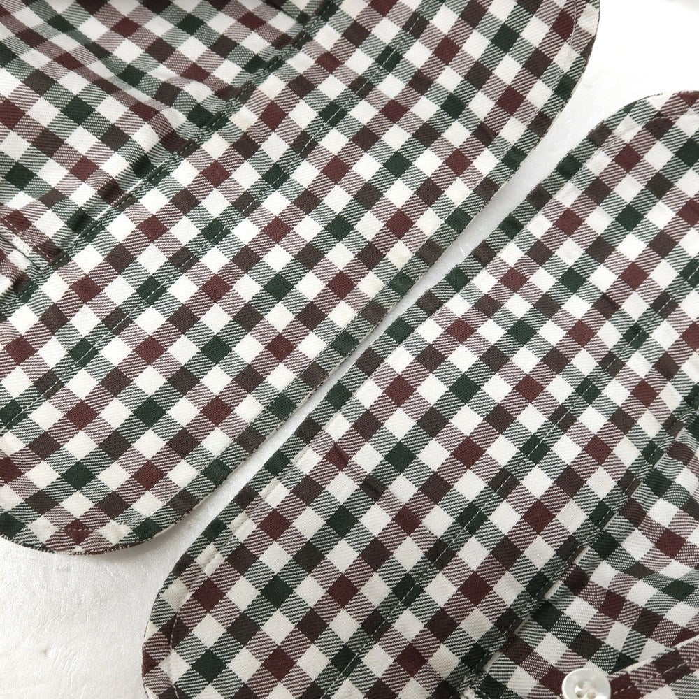 【中古】エリコフォルミコラ ERRICO FORMICOLA コットン チェック ボタンダウン カジュアルシャツ グリーンxブラウン【サイズ37】【 状態ランクD 】【 メンズ 】