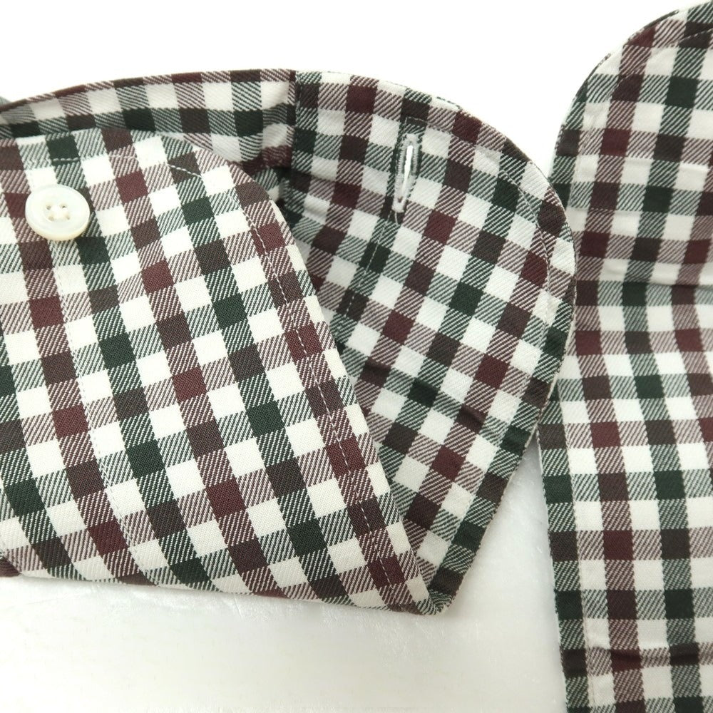 【中古】エリコフォルミコラ ERRICO FORMICOLA コットン チェック ボタンダウン カジュアルシャツ グリーンxブラウン【サイズ37】【 状態ランクD 】【 メンズ 】