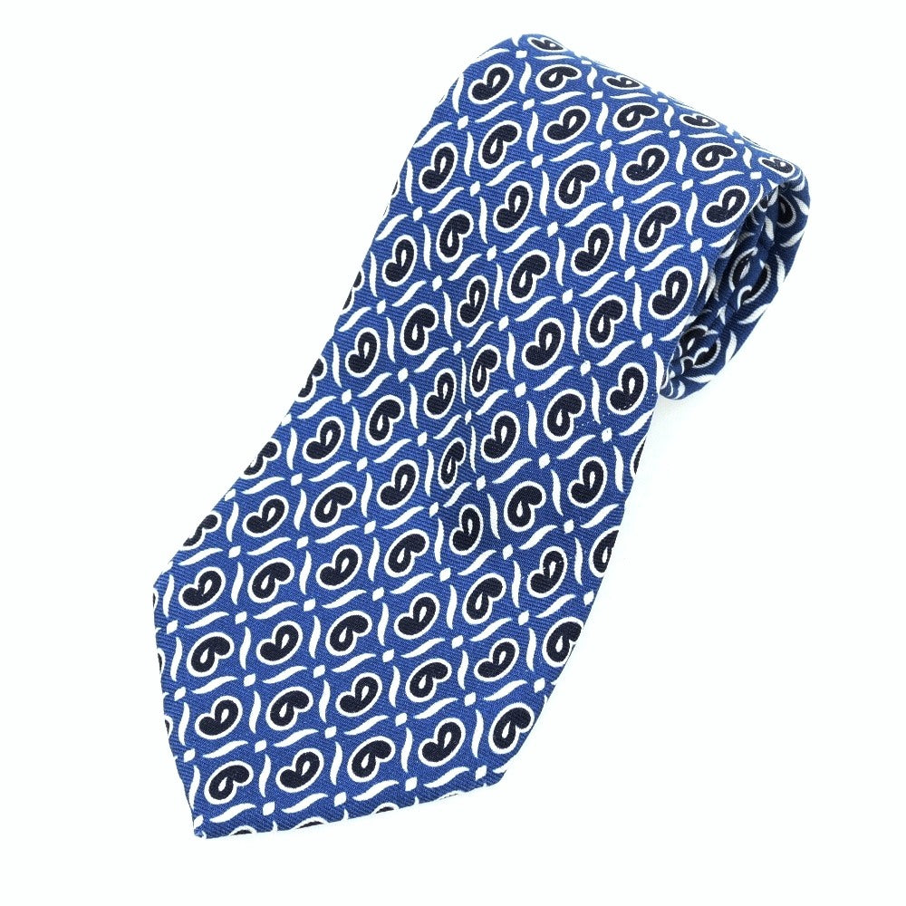 【中古】フランコバッシ FRANCO BASSI シルク プリント ペイズリー柄ネクタイ ブルー【 状態ランクC 】【 メンズ 】