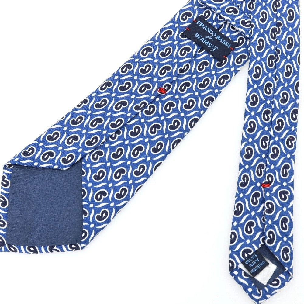 【中古】フランコバッシ FRANCO BASSI シルク プリント ペイズリー柄ネクタイ ブルー【 状態ランクC 】【 メンズ 】