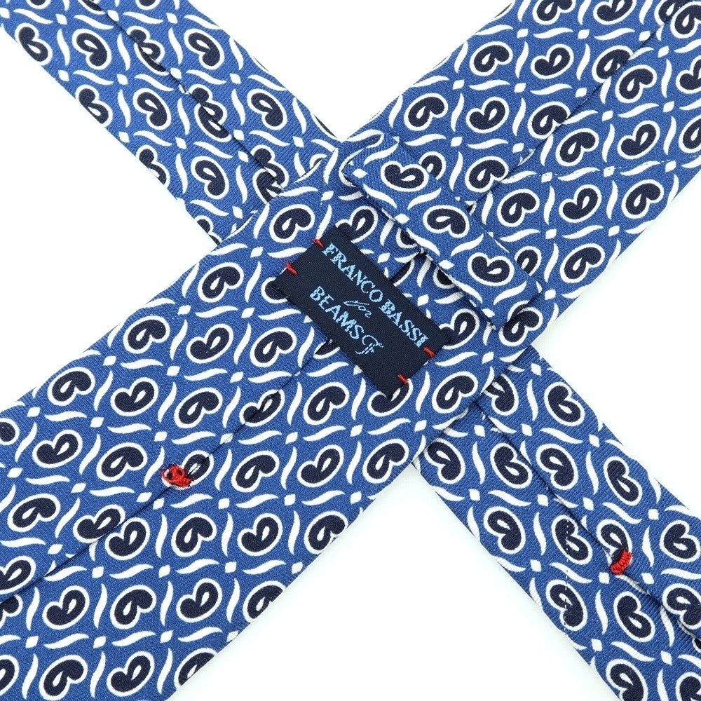 【中古】フランコバッシ FRANCO BASSI シルク プリント ペイズリー柄ネクタイ ブルー【 状態ランクC 】【 メンズ 】
