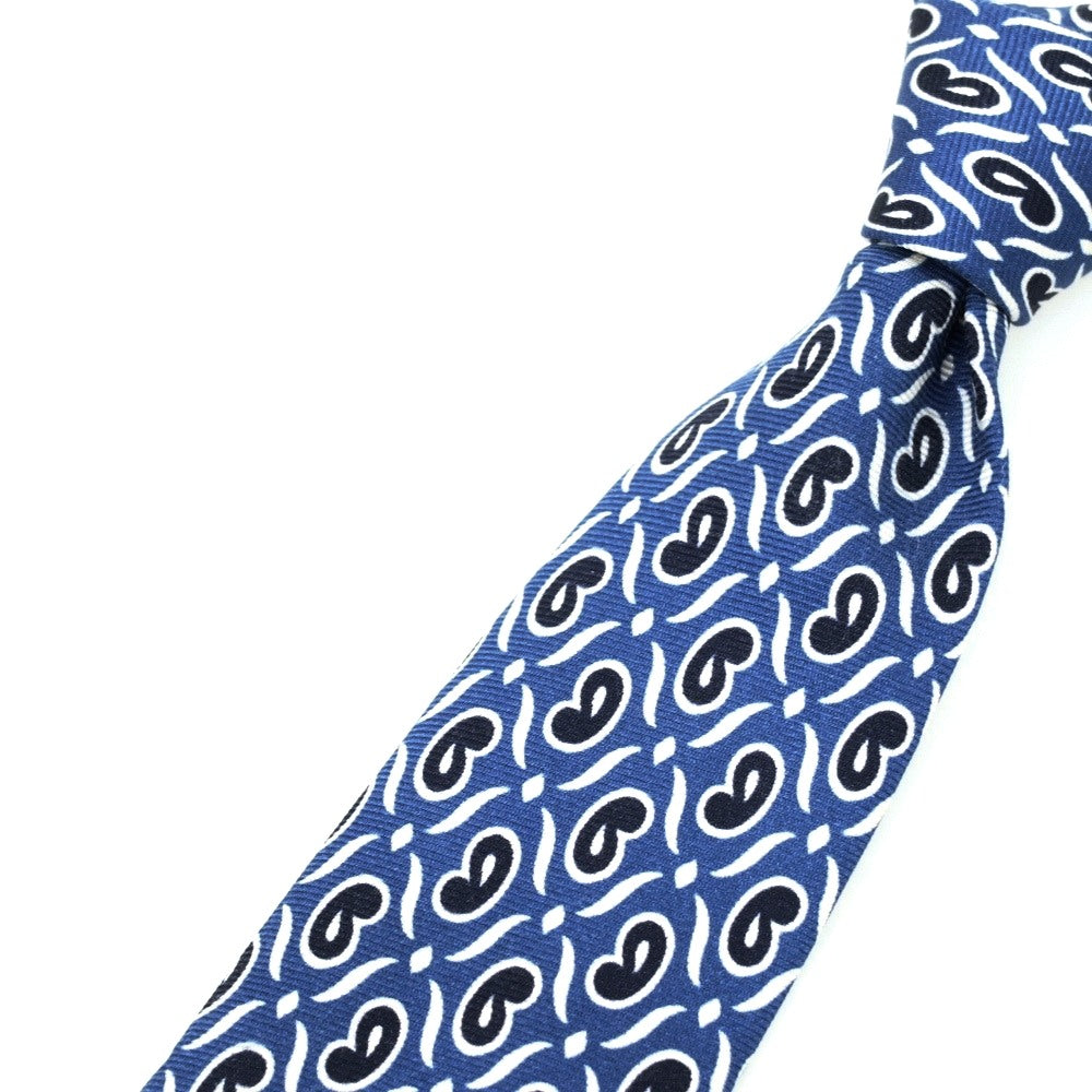 【中古】フランコバッシ FRANCO BASSI シルク プリント ペイズリー柄ネクタイ ブルー【 状態ランクC 】【 メンズ 】