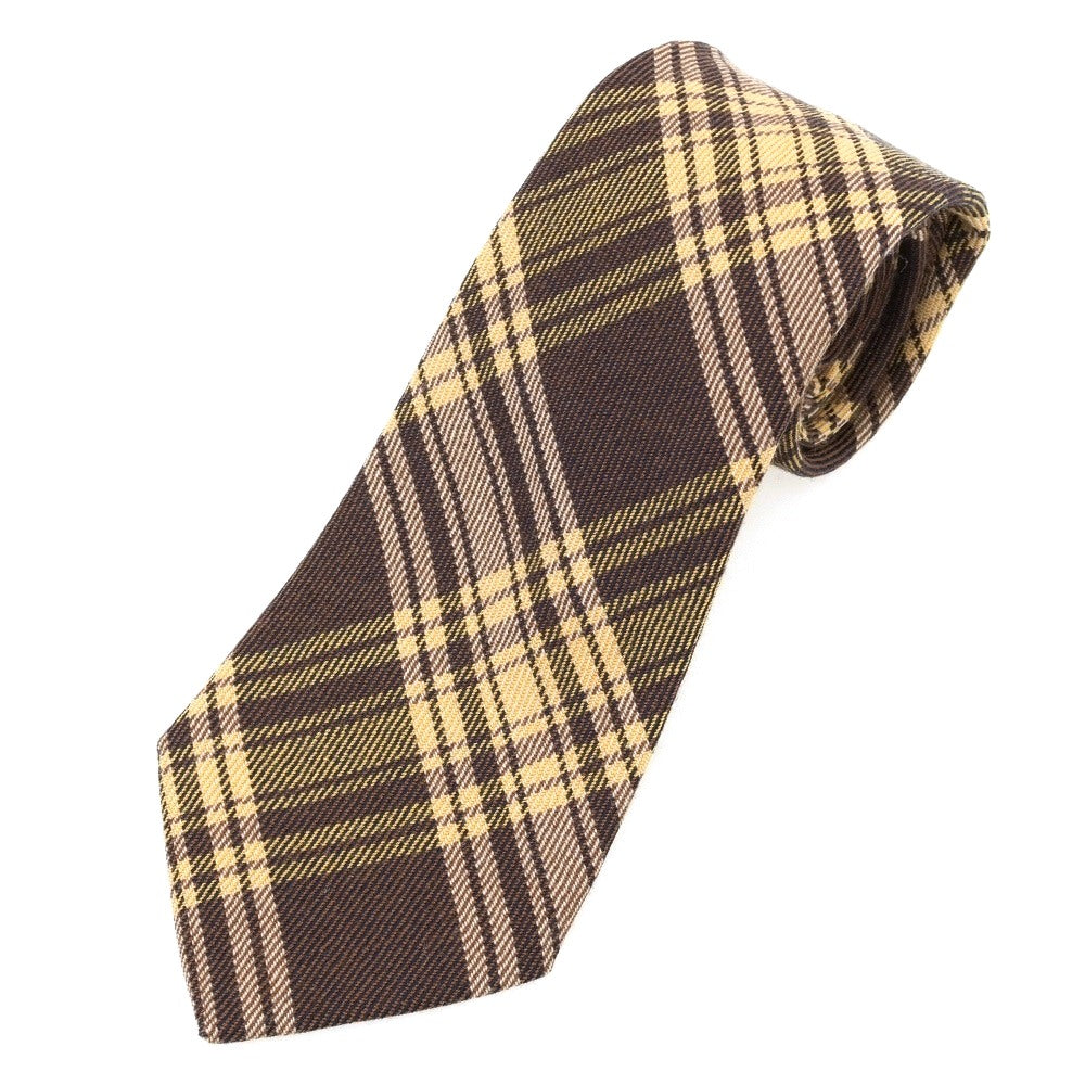 【中古】フランコバッシ FRANCO BASSI ウール チェック柄ネクタイ ブラウンxイエローベージュ【 状態ランクB 】【 メンズ 】