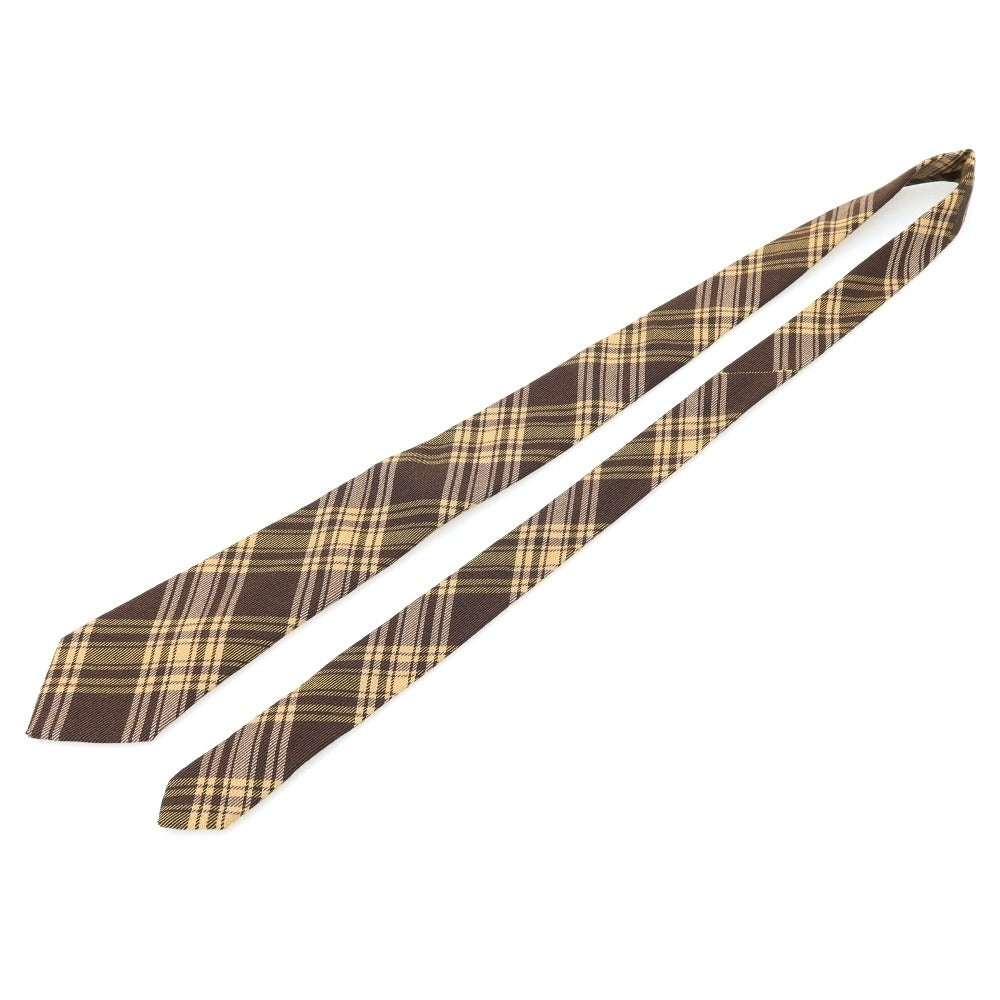 【中古】フランコバッシ FRANCO BASSI ウール チェック柄ネクタイ ブラウンxイエローベージュ【 状態ランクB 】【 メンズ 】