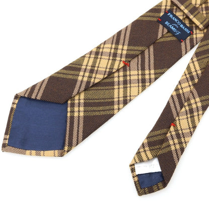 【中古】フランコバッシ FRANCO BASSI ウール チェック柄ネクタイ ブラウンxイエローベージュ【 状態ランクB 】【 メンズ 】