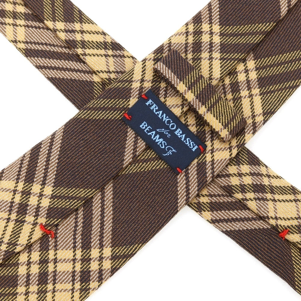 【中古】フランコバッシ FRANCO BASSI ウール チェック柄ネクタイ ブラウンxイエローベージュ【 状態ランクB 】【 メンズ 】