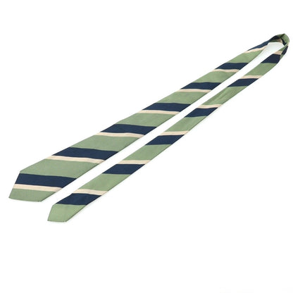 【中古】フランコバッシ FRANCO BASSI シルク ストライプ柄ネクタイ ライトグリーンxネイビー【 状態ランクC 】【 メンズ 】