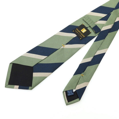 【中古】フランコバッシ FRANCO BASSI シルク ストライプ柄ネクタイ ライトグリーンxネイビー【 状態ランクC 】【 メンズ 】