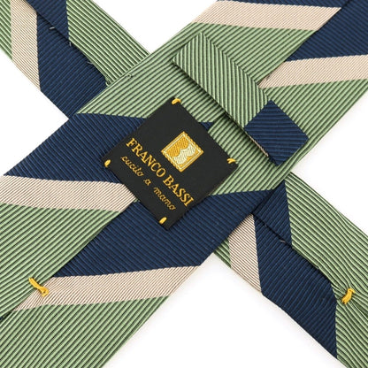 【中古】フランコバッシ FRANCO BASSI シルク ストライプ柄ネクタイ ライトグリーンxネイビー【 状態ランクC 】【 メンズ 】