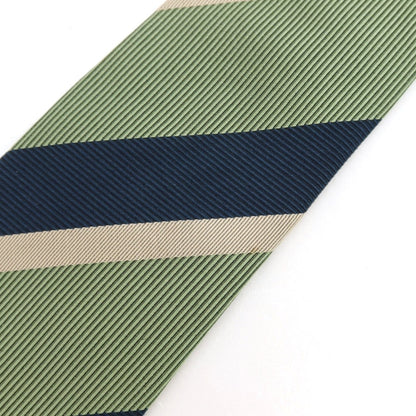 【中古】フランコバッシ FRANCO BASSI シルク ストライプ柄ネクタイ ライトグリーンxネイビー【 状態ランクC 】【 メンズ 】