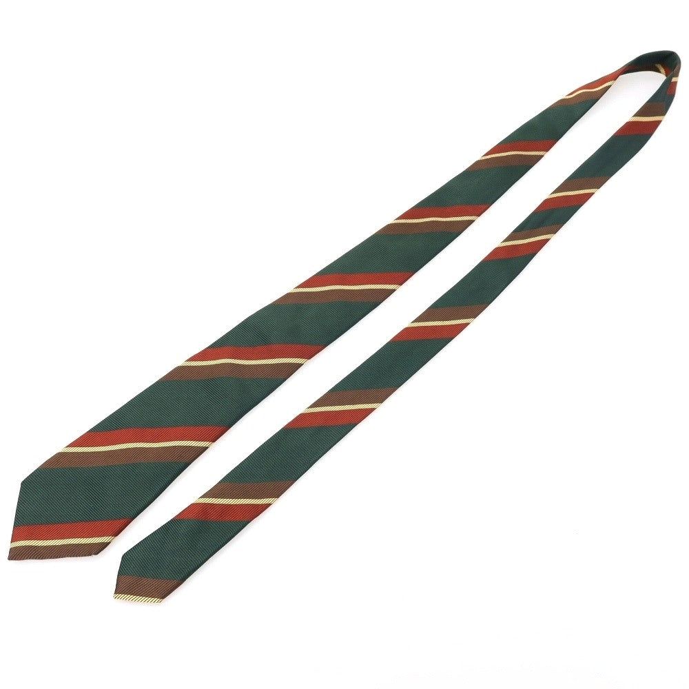 【中古】フランコバッシ FRANCO BASSI シルク ストライプ柄ネクタイ グリーンxブラウン【 状態ランクB 】【 メンズ 】