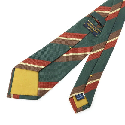 【中古】フランコバッシ FRANCO BASSI シルク ストライプ柄ネクタイ グリーンxブラウン【 状態ランクB 】【 メンズ 】