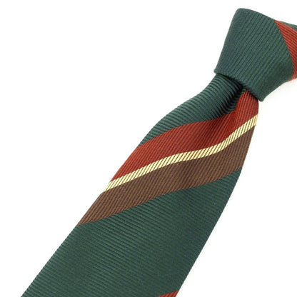 【中古】フランコバッシ FRANCO BASSI シルク ストライプ柄ネクタイ グリーンxブラウン【 状態ランクB 】【 メンズ 】