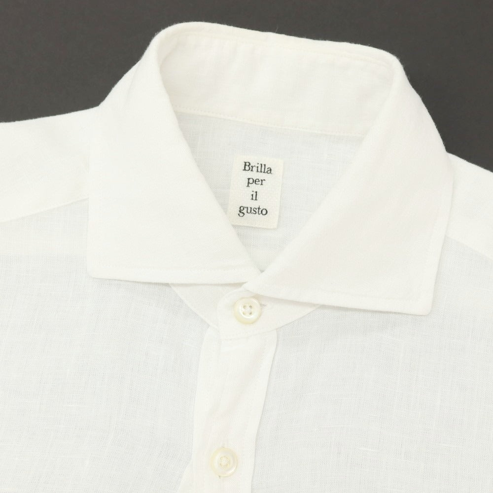 【中古】ブリッラ ペル イル グスト Brilla per il gusto リネン ワイドカラー カジュアルシャツ ホワイト【サイズXS】【 状態ランクC 】【 メンズ 】