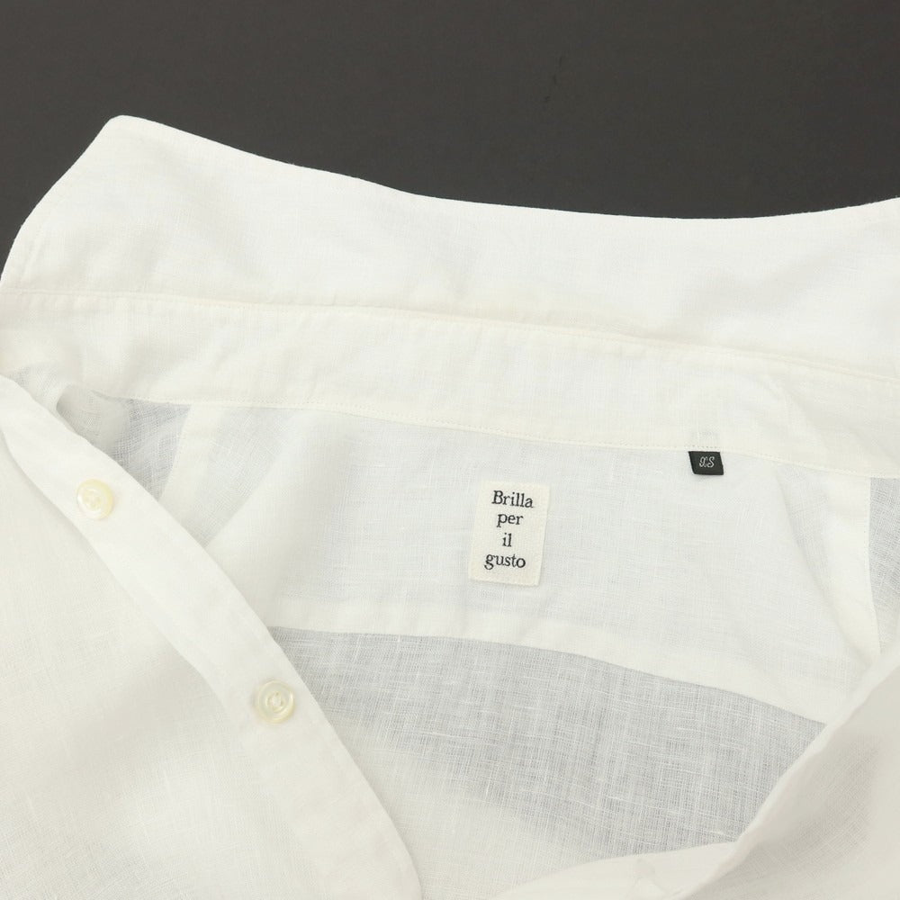 【中古】ブリッラ ペル イル グスト Brilla per il gusto リネン ワイドカラー カジュアルシャツ ホワイト【サイズXS】【 状態ランクC 】【 メンズ 】