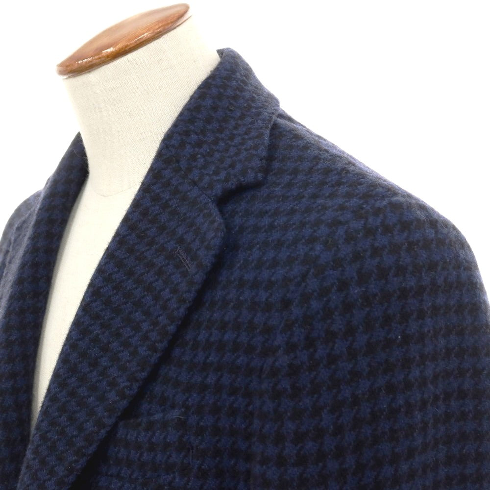 【中古】ジャン パオロ GIAM PAOLO ウールナイロン ハウンドトゥース 2B テーラードジャケット ネイビーxブラック【 サイズ48 】【 状態ランクB 】【 メンズ 】