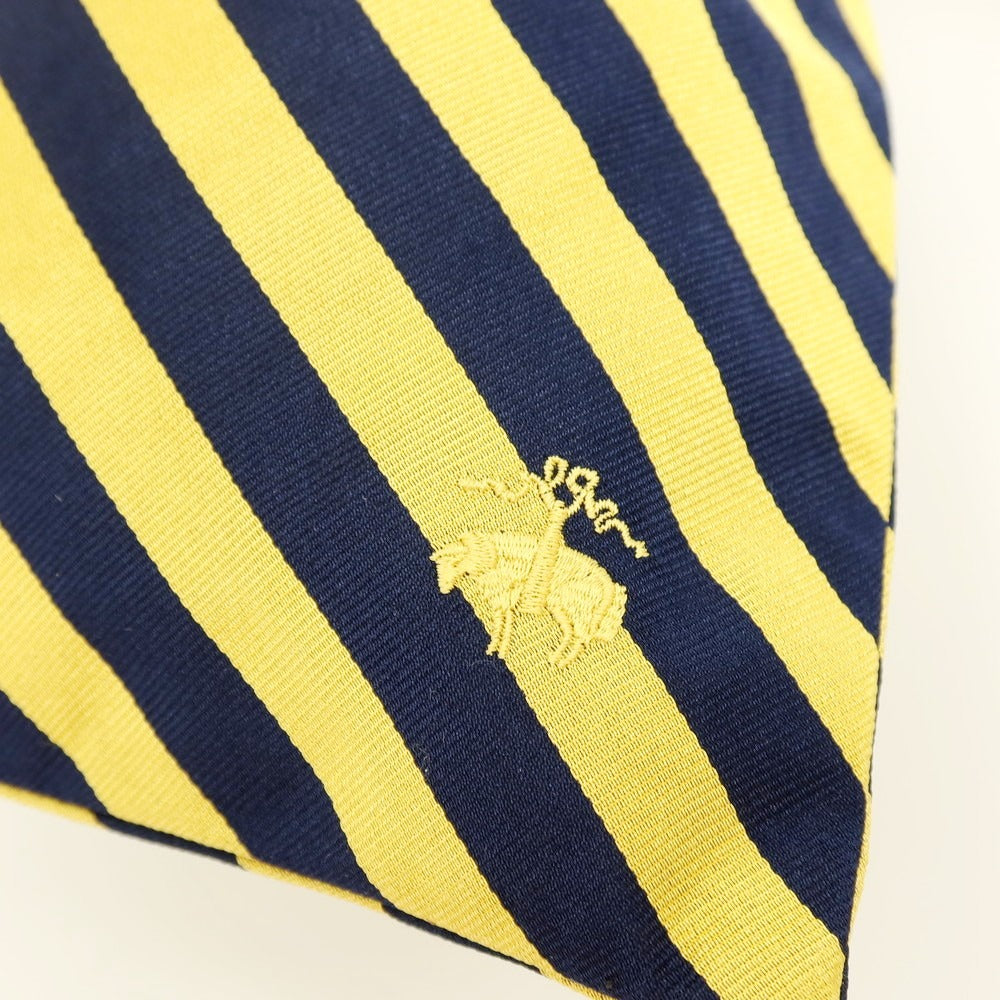【中古】ブルックスブラザーズ Brooks Brothers シルク系 巾着ポーチ ネイビーxイエロー【 状態ランクC 】【 メンズ 】