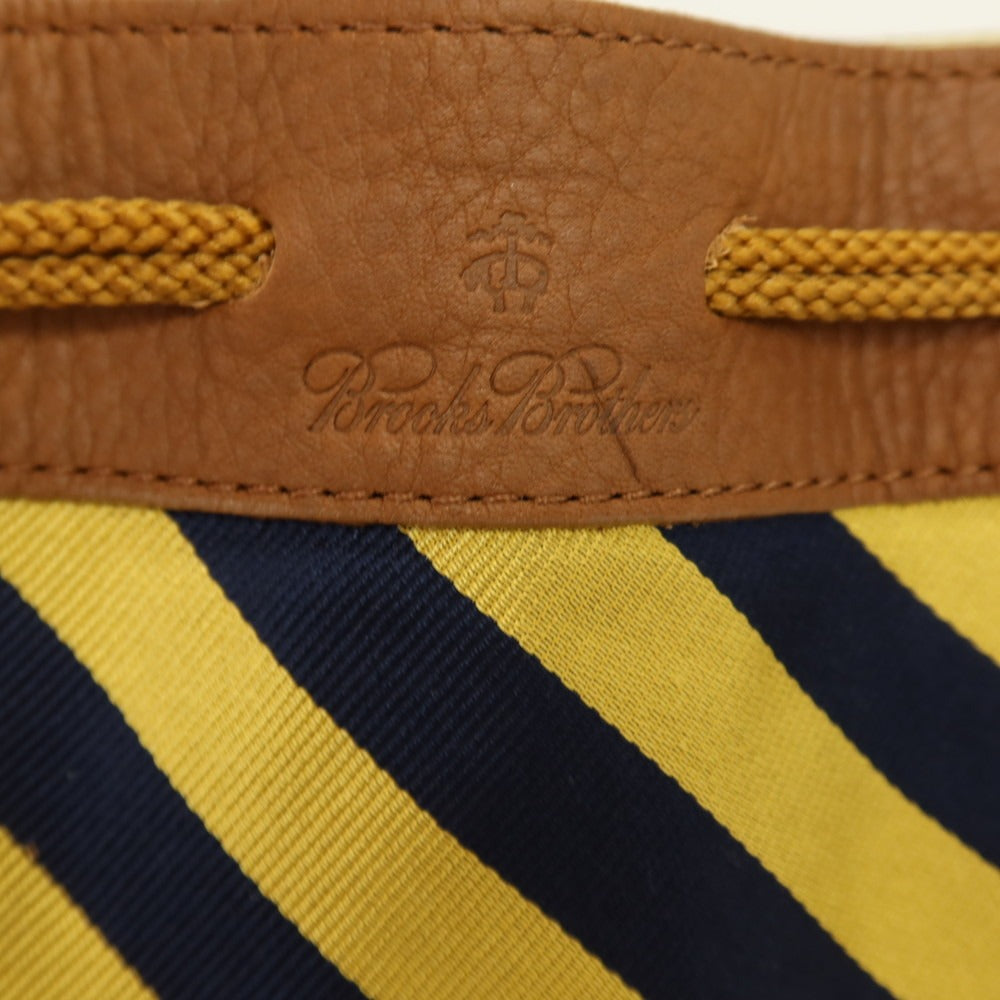 【中古】ブルックスブラザーズ Brooks Brothers シルク系 巾着ポーチ ネイビーxイエロー【 状態ランクC 】【 メンズ 】