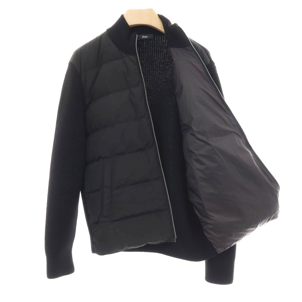【中古】ヘルノ Herno ニット ダブルジップ ダウンジャケット ブラック【サイズ50】【 状態ランクB 】【 メンズ 】