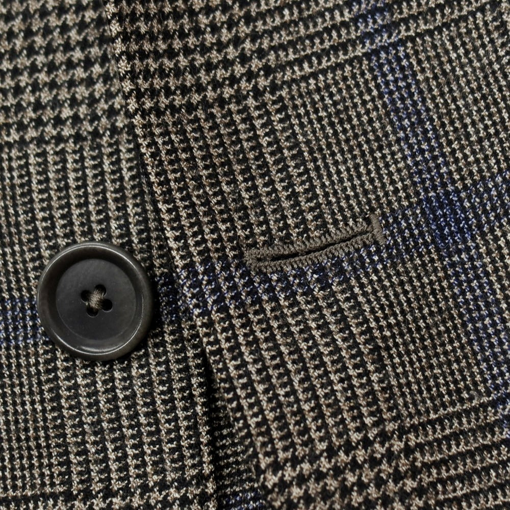 【中古】デペトリロ DE PETRILLO ウール チェック 3B テーラードジャケット アッシュブラウンxブラック×ネイビー【サイズ50 Drop 8】【 状態ランクB 】【 メンズ 】