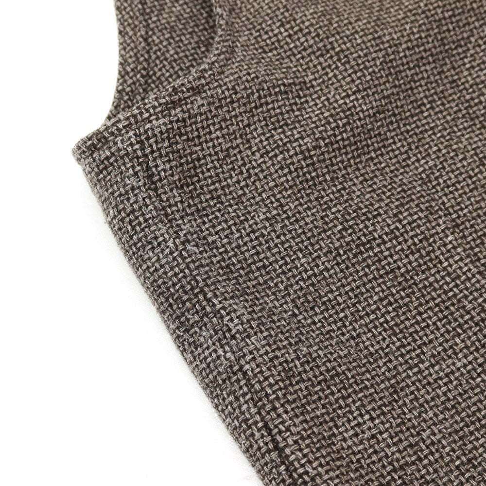 【中古】ラルディーニ LARDINI ウールポリエステルコットン カジュアル系ジレ ベスト ダークブラウンxホワイト【サイズ50】【 状態ランクB 】【 メンズ 】