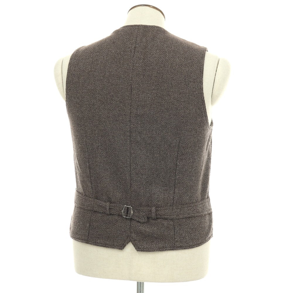 【中古】ラルディーニ LARDINI ウールポリエステルコットン カジュアル系ジレ ベスト ダークブラウンxホワイト【サイズ50】【 状態ランクB 】【 メンズ 】