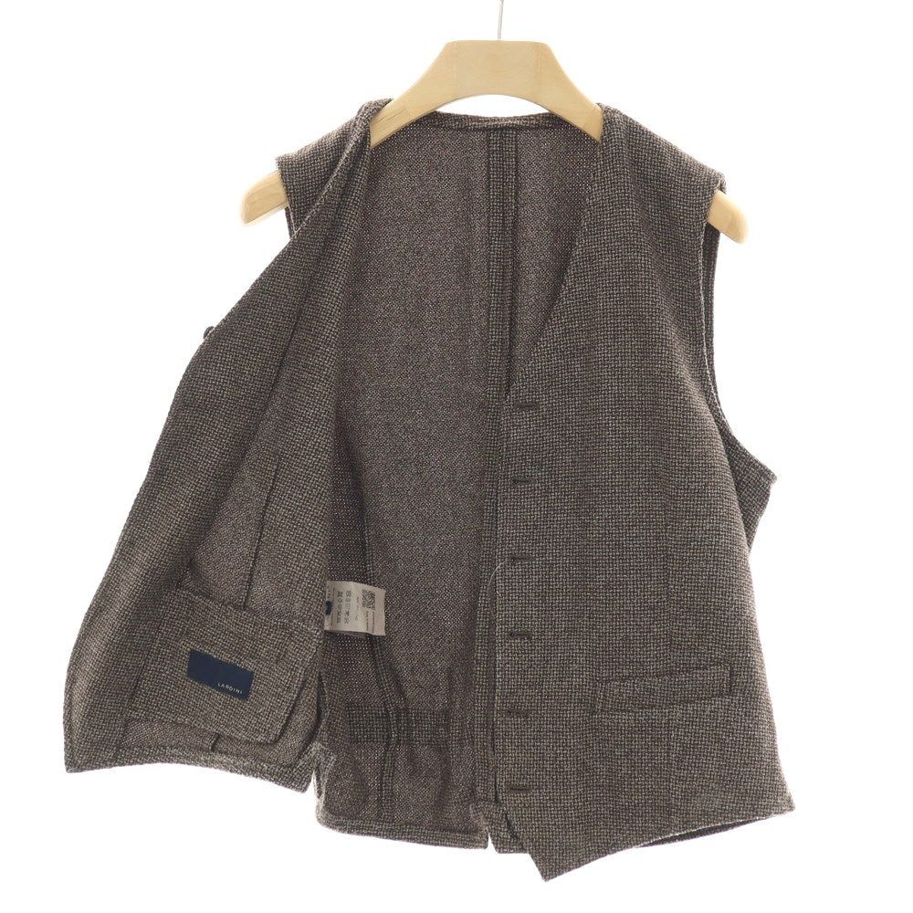 【中古】ラルディーニ LARDINI ウールポリエステルコットン カジュアル系ジレ ベスト ダークブラウンxホワイト【サイズ50】【 状態ランクB 】【 メンズ 】
