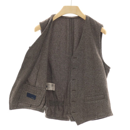 【中古】ラルディーニ LARDINI ウールポリエステルコットン カジュアル系ジレ ベスト ダークブラウンxホワイト【サイズ50】【 状態ランクB 】【 メンズ 】