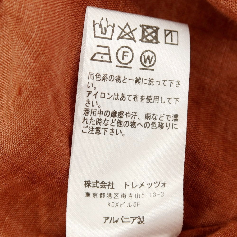 【中古】バグッタ Bagutta リネン オープンカラー 半袖シャツ ブラウン【サイズ42】【 状態ランクB 】【 メンズ 】