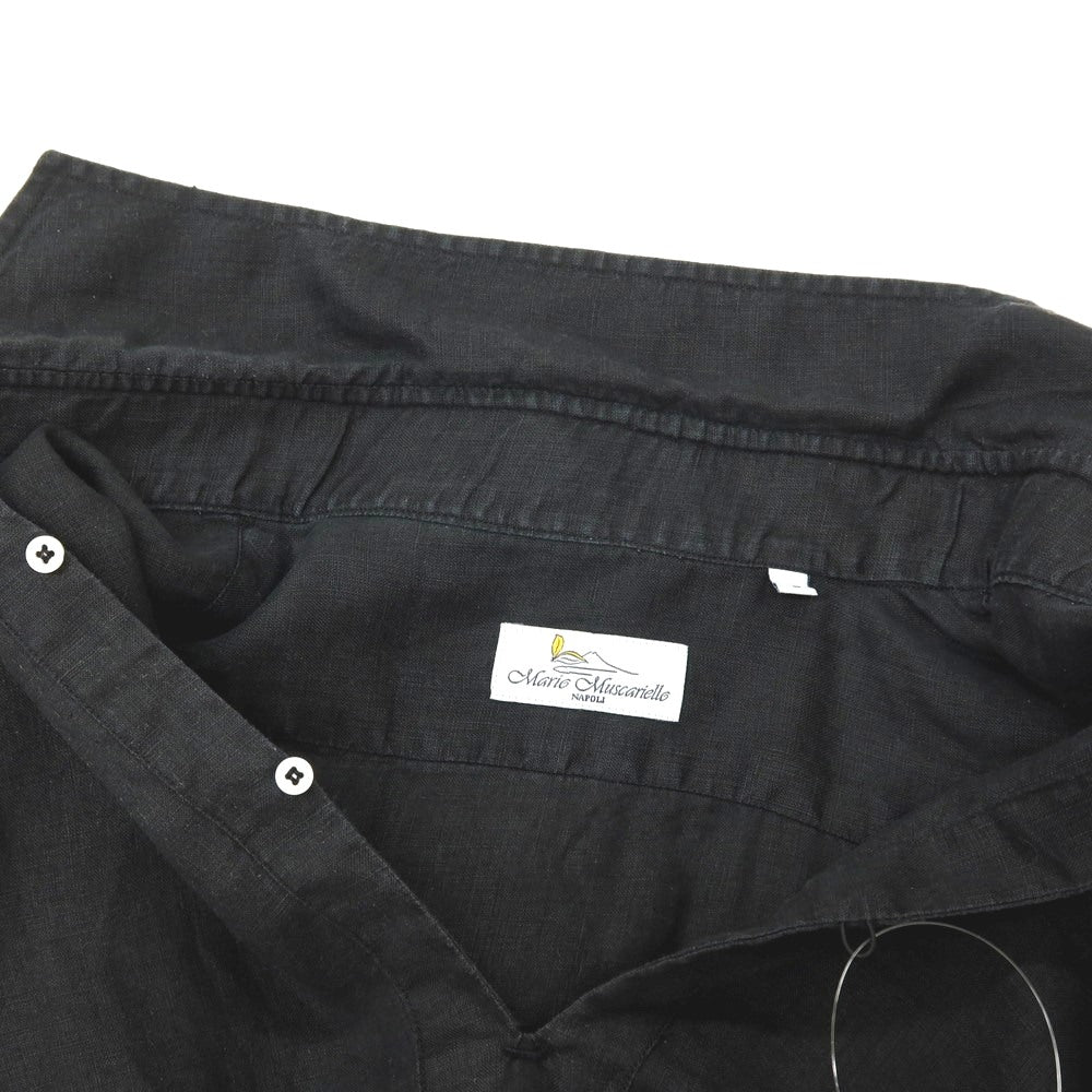 【中古】マリオ ムスカリエッロ Mario Muscariello リネン 七分袖 カプリシャツ ブラック【 L 】【 状態ランクB 】【 メンズ 】 []