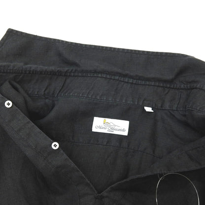 【中古】マリオ ムスカリエッロ Mario Muscariello リネン 七分袖 カプリシャツ ブラック【 L 】【 状態ランクB 】【 メンズ 】 []