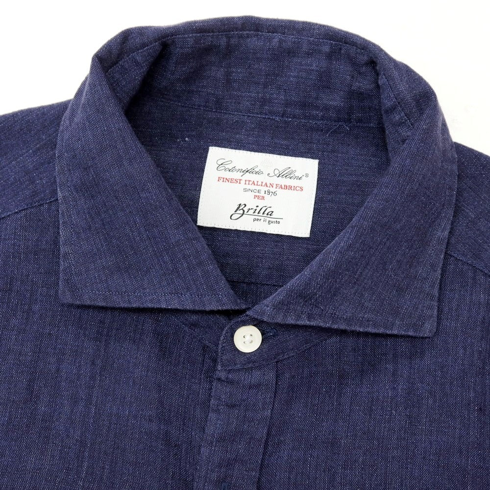 【中古】ブリッラ ペル イル グスト Brilla per il gusto リネン ワイドカラー カジュアルシャツ パープル【 L 】【 状態ランクB 】【 メンズ 】 []