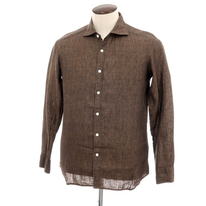 【中古】ブリッラ ペル イル グスト Brilla per il gusto リネン ワイドカラー カジュアルシャツ ブラウン【サイズL】【 状態ランクB 】【 メンズ 】