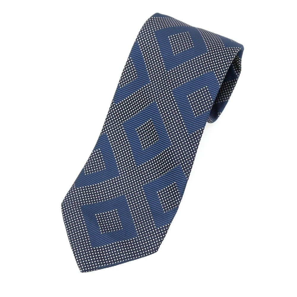 【中古】ホリデイ アンド ブラウン HOLLIDAY &amp; BROWN ダイヤ柄 シルク ネクタイ ネイビーxオフホワイト【 状態ランクB 】【 メンズ 】