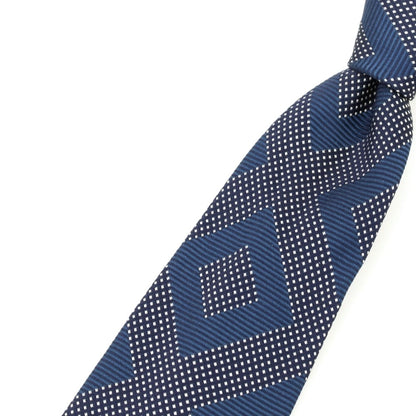 【中古】ホリデイ アンド ブラウン HOLLIDAY &amp; BROWN ダイヤ柄 シルク ネクタイ ネイビーxオフホワイト【 状態ランクB 】【 メンズ 】