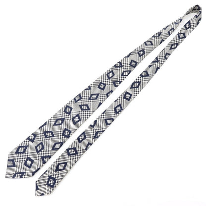 【中古】シーワード＆ スターン seaward&amp;stearn グレンチェック×ダイヤ柄 シルク ネクタイ ホワイトxネイビー【 状態ランクB 】【 メンズ 】