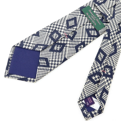 【中古】シーワード＆ スターン seaward&amp;stearn グレンチェック×ダイヤ柄 シルク ネクタイ ホワイトxネイビー【 状態ランクB 】【 メンズ 】