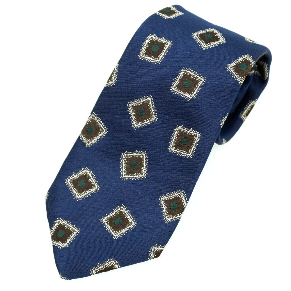 【中古】ルイジ ボレッリ Luigi Borrelli シルク 小紋柄ネクタイ ネイビーxブラウン【 状態ランクB 】【 メンズ 】