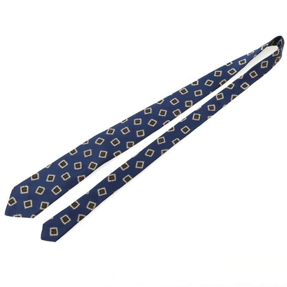 【中古】ルイジ ボレッリ Luigi Borrelli シルク 小紋柄ネクタイ ネイビーxブラウン【 状態ランクB 】【 メンズ 】