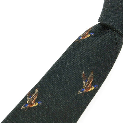【中古】ジョン コンフォート JOHN COMFORT 鳥柄 プリント ウール ネクタイ ダークグリーン【 状態ランクB 】【 メンズ 】