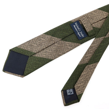 【中古】マイケル J ドレイク Michael J. Drake シルク ストライプ柄ネクタイ グリーンxベージュ【 状態ランクB 】【 メンズ 】