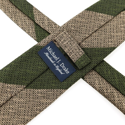 【中古】マイケル J ドレイク Michael J. Drake シルク ストライプ柄ネクタイ グリーンxベージュ【 状態ランクB 】【 メンズ 】