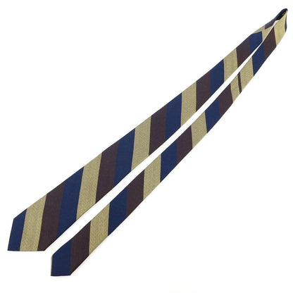 【中古】フェアファクス FAIRFAX シルク ヘリンボーン ストライプ柄ネクタイ ネイビーxブラウン【 状態ランクA 】【 メンズ 】