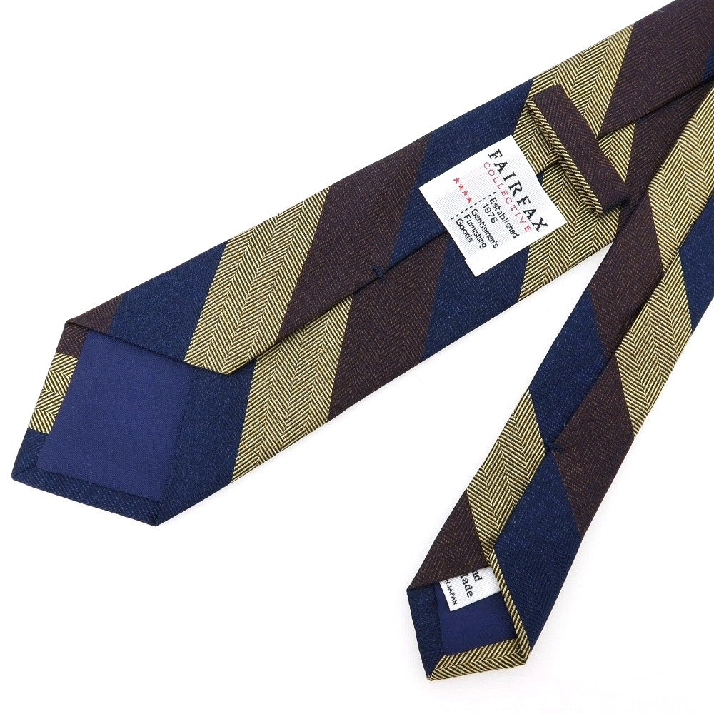 【中古】フェアファクス FAIRFAX シルク ヘリンボーン ストライプ柄ネクタイ ネイビーxブラウン【 状態ランクA 】【 メンズ 】