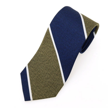 【中古】フェアファクス FAIRFAX シルク レップ ストライプ柄ネクタイ ネイビーxグラスグリーン【 状態ランクB 】【 メンズ 】