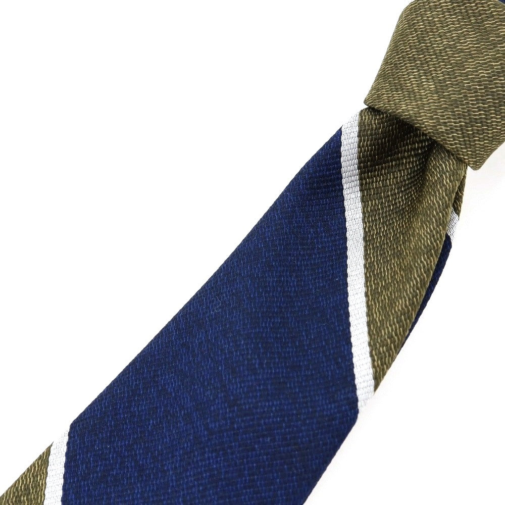 【中古】フェアファクス FAIRFAX シルク レップ ストライプ柄ネクタイ ネイビーxグラスグリーン【 状態ランクB 】【 メンズ 】