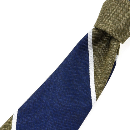 【中古】フェアファクス FAIRFAX シルク レップ ストライプ柄ネクタイ ネイビーxグラスグリーン【 状態ランクB 】【 メンズ 】